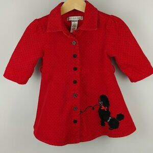 George Poodle Corduroy Polka Dot Button-Front Dress 2T